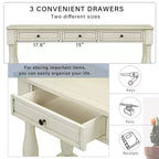 Console longue rectangulaire en bois de style méditerranéen avec tiroirs et étagère