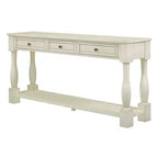 Console longue rectangulaire en bois de style méditerranéen avec tiroirs et étagère