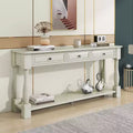 Whisen Mediterranean Style Rectangle Wood Long Console Table with Drawers and Shelf