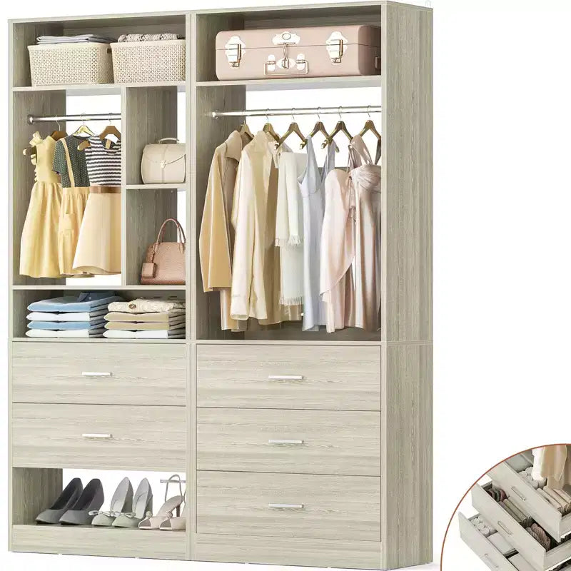 Système de placard de 48 po avec 5 tiroirs en bois