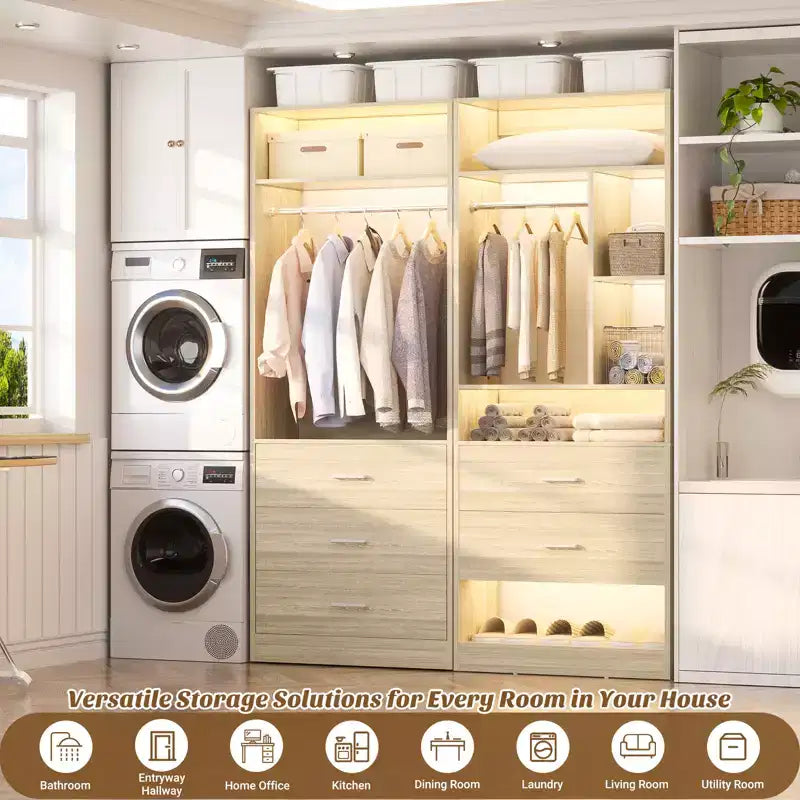 Système de placard de 48 po avec 5 tiroirs en bois
