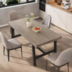 Table de salle à manger industrielle pour 4 à 6 personnes, longue table de cuisine en bois de 160 cm avec cadre métallique robuste et finition grise - Table de comptoir rectangulaire 4 places