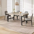 Table de salle à manger industrielle pour 4 à 6 personnes, longue table de cuisine en bois de 160 cm avec cadre métallique robuste et finition grise - Table de comptoir rectangulaire 4 places
