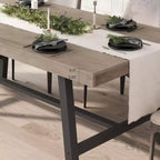 Table de salle à manger industrielle pour 4 à 6 personnes, longue table de cuisine en bois de 160 cm avec cadre métallique robuste et finition grise - Table de comptoir rectangulaire 4 places
