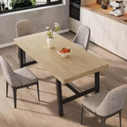 Table de salle à manger industrielle pour 4 à 6 personnes, longue table de cuisine en bois de 160 cm avec cadre métallique robuste et finition grise - Table de comptoir rectangulaire 4 places