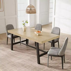 Table de salle à manger industrielle pour 4 à 6 personnes, longue table de cuisine en bois de 160 cm avec cadre métallique robuste et finition grise - Table de comptoir rectangulaire 4 places
