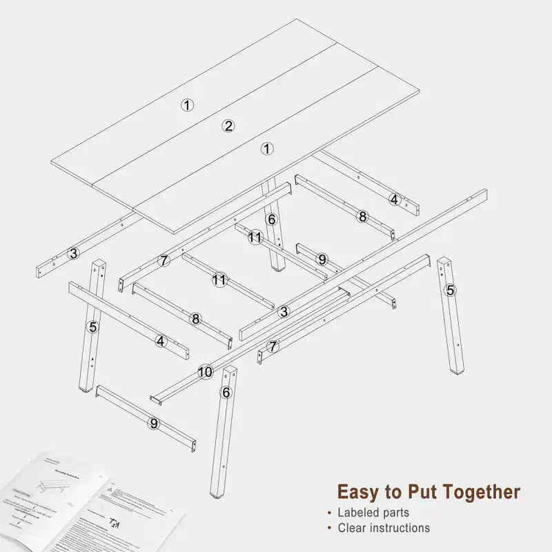 Table de salle à manger industrielle pour 4 à 6 personnes, longue table de cuisine en bois de 160 cm avec cadre métallique robuste et finition grise - Table de comptoir rectangulaire 4 places