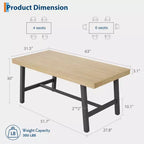Table de salle à manger industrielle pour 4 à 6 personnes, longue table de cuisine en bois de 160 cm avec cadre métallique robuste et finition grise - Table de comptoir rectangulaire 4 places