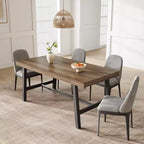 Table de salle à manger industrielle pour 4 à 6 personnes, longue table de cuisine en bois de 160 cm avec cadre métallique robuste et finition grise - Table de comptoir rectangulaire 4 places