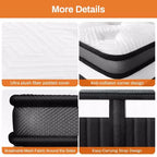 Matelas King de 14 po, Matelas hybride à mémoire de forme - Fermeté moyenne, infusé de gel, rafraîchissant et respirant, soulagement de la pression, isolation des mouvements