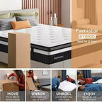 Matelas King de 14 po, Matelas hybride à mémoire de forme - Fermeté moyenne, infusé de gel, rafraîchissant et respirant, soulagement de la pression, isolation des mouvements