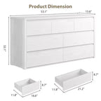 Commode 7 tiroirs pour chambre à coucher, commode en bois de 53 po de largeur, organisateur de rangement de vêtements sans poignée, meuble TV pour couloir, chambre à coucher
