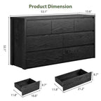 Commode 7 tiroirs pour chambre à coucher, commode en bois de 53 po de largeur, organisateur de rangement de vêtements sans poignée, meuble TV pour couloir, chambre à coucher