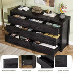 Commode 7 tiroirs pour chambre à coucher, commode en bois de 53 po de largeur, organisateur de rangement de vêtements sans poignée, meuble TV pour couloir, chambre à coucher