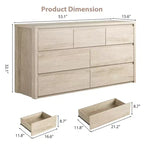 Commode 7 tiroirs pour chambre à coucher, commode en bois de 53 po de largeur, organisateur de rangement de vêtements sans poignée, meuble TV pour couloir, chambre à coucher