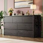 7 Drawer Dresser for Bedroom, 53W Wooden Chest of Drawers, Handle-Free Clothes Storage Organizer, Dresser TV Stand for Hallway, Bedroom