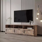 80 Inch Modern Minimalist TV Cabinet with 3 Open Storage Spaces 3 Drawers Entertainment Center for Living Room Bedroom Espresso