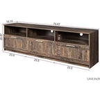Meuble TV moderne minimaliste de 80 pouces avec 3 espaces de rangement ouverts, 3 tiroirs, meuble multimédia pour salon ou chambre, expresso