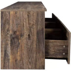 Meuble TV moderne minimaliste de 80 pouces avec 3 espaces de rangement ouverts, 3 tiroirs, meuble multimédia pour salon ou chambre, expresso