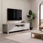 Meuble TV avec portes et placard, centre de divertissement, meuble TV pour téléviseurs jusqu'à 60 pouces, console TV pour salon, chambre à coucher
