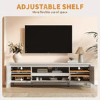 Meuble TV avec portes et placard, centre de divertissement, meuble TV pour téléviseurs jusqu'à 60 pouces, console TV pour salon, chambre à coucher