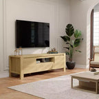 Meuble TV avec portes et placard, centre de divertissement, meuble TV pour téléviseurs jusqu'à 60 pouces, console TV pour salon, chambre à coucher