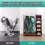 Organisateur de sac de golf pour garage, support de rangement pour clubs de golf en bois de qualité supérieure pouvant accueillir 2 sacs de golf, organisateur de coffre de golf pour garage, abri de club, sous-sol