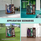 Organisateur de sac de golf pour garage, support de rangement pour clubs de golf en bois de qualité supérieure pouvant accueillir 2 sacs de golf, organisateur de coffre de golf pour garage, abri de club, sous-sol