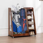 Organisateur de sac de golf pour garage, support de rangement pour clubs de golf en bois de qualité supérieure pouvant accueillir 2 sacs de golf, organisateur de coffre de golf pour garage, abri de club, sous-sol
