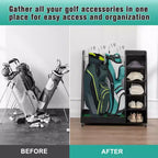 Organisateur de sac de golf pour garage, support de rangement pour clubs de golf en bois de qualité supérieure pouvant accueillir 2 sacs de golf, organisateur de coffre de golf pour garage, abri de club, sous-sol