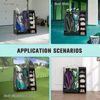 Organisateur de sac de golf pour garage, support de rangement pour clubs de golf en bois de qualité supérieure pouvant accueillir 2 sacs de golf, organisateur de coffre de golf pour garage, abri de club, sous-sol