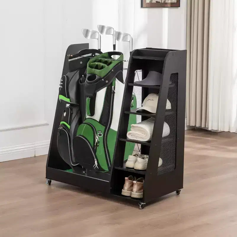 Organisateur de sac de golf pour garage, support de rangement pour clubs de golf en bois de qualité supérieure pouvant accueillir 2 sacs de golf, organisateur de coffre de golf pour garage, abri de club, sous-sol