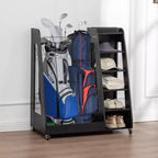 Organisateur de sac de golf pour garage, support de rangement pour clubs de golf en bois de qualité supérieure pouvant accueillir 2 sacs de golf, organisateur de coffre de golf pour garage, abri de club, sous-sol
