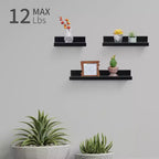 18.11 Black Floating Shelf C invisible-bracket wood wall mount, perfect bathroom/bedroom/kitchen dcor or book/plant display, easy install.