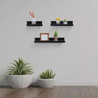 Étagère flottante noire 18.11 C avec support invisible pour montage mural en bois, parfaite pour la décoration de salle de bain/chambre/cuisine ou pour exposer des livres/plantes, facile à installer.