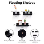 Étagère flottante noire 18.11 C avec support invisible pour montage mural en bois, parfaite pour la décoration de salle de bain/chambre/cuisine ou pour exposer des livres/plantes, facile à installer.