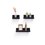 Étagère flottante noire 18.11 C avec support invisible pour montage mural en bois, parfaite pour la décoration de salle de bain/chambre/cuisine ou pour exposer des livres/plantes, facile à installer.