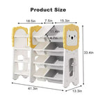 Bibliothèque pour enfants et rangement de jouets, organiseurs de jouets à 4 niveaux avec 8 bacs de rangement amovibles, organisateur de rangement de jouets pour enfants pour salle d'étude, chambre à coucher, chambre d'enfant