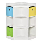 Meuble de rangement pour enfants, Organiseur de jouets avec casiers, Étagère à livres avec trois paniers pour salle de jeux, chambre, salon, blanc