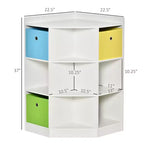Meuble de rangement pour enfants, Organiseur de jouets avec casiers, Étagère à livres avec trois paniers pour salle de jeux, chambre, salon, blanc