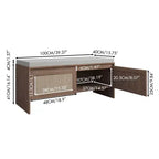Banc à chaussures style bohème en rotin PP avec coussin, banc d'entrée en bois robuste pour s'asseoir et ranger, organisateur de chaussures à 2 portes