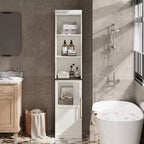 Meuble de rangement de salle de bain haut et étroit de 177,8 cm avec porte et étagères ouvertes, meuble de rangement étroit autoportant pour petits espaces, cuisine, salon