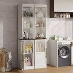 Meuble de rangement de salle de bain haut et étroit de 177,8 cm avec porte et étagères ouvertes, meuble de rangement étroit autoportant pour petits espaces, cuisine, salon