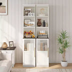 Meuble de rangement de salle de bain haut et étroit de 177,8 cm avec porte et étagères ouvertes, meuble de rangement étroit autoportant pour petits espaces, cuisine, salon