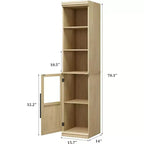 Meuble de rangement de salle de bain haut et étroit de 177,8 cm avec porte et étagères ouvertes, meuble de rangement étroit autoportant pour petits espaces, cuisine, salon