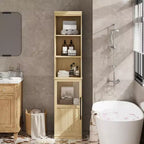 Meuble de rangement de salle de bain haut et étroit de 177,8 cm avec porte et étagères ouvertes, meuble de rangement étroit autoportant pour petits espaces, cuisine, salon