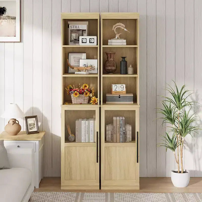Meuble de rangement de salle de bain haut et étroit de 177,8 cm avec porte et étagères ouvertes, meuble de rangement étroit autoportant pour petits espaces, cuisine, salon