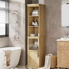 70 Tall Slim Bathroom Storage Cabinet with Door & Open Shelves, Narrow Freestanding Floor Cabinet for Small Spaces, Kitchen, Living Room