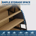 Meuble de rangement à chaussures en bois cannelé pour entrée avec 2 tiroirs basculants, meuble à chaussures étroit dissimulé autoportant de 122 cm de haut pour couloir