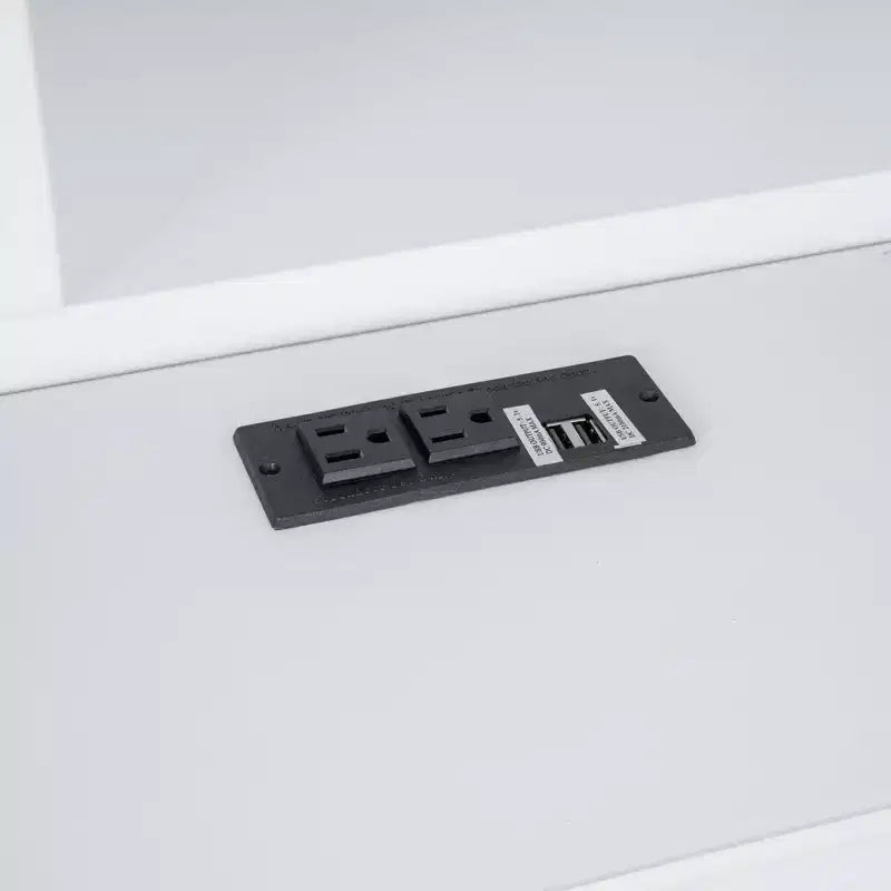 Lit plateforme en bois King Size avec tête de lit multi-rangements, USB et tiroirs